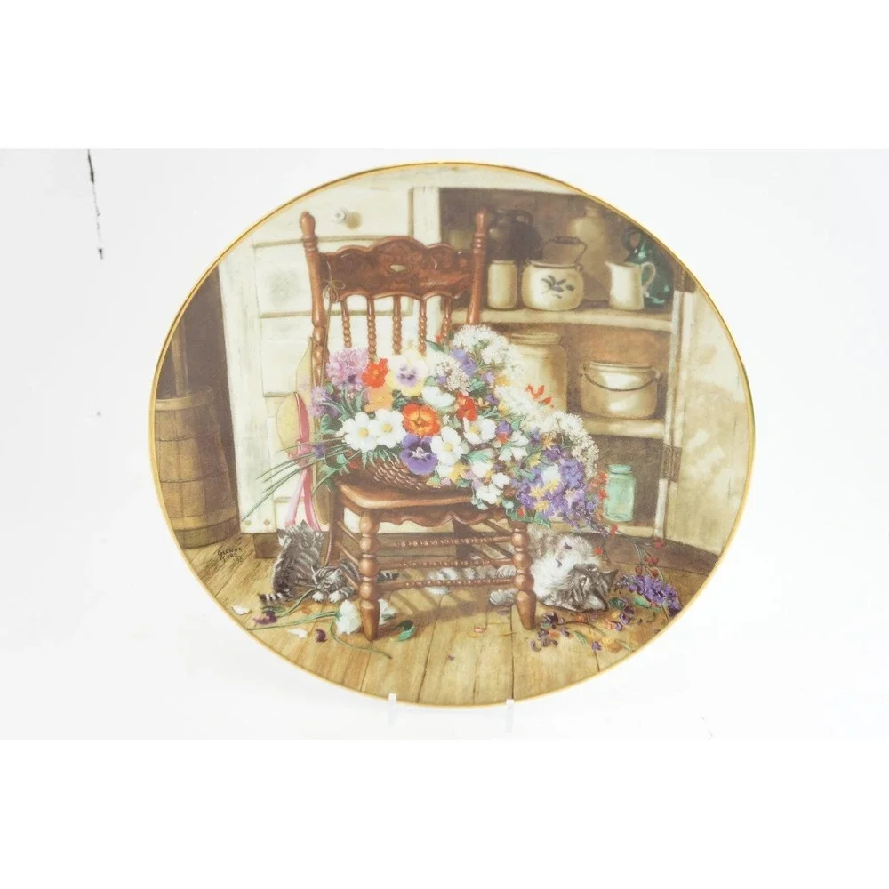 W.S. George Collector Plate Country Cuttings Glenna Kurz 1990 Cats Excellent